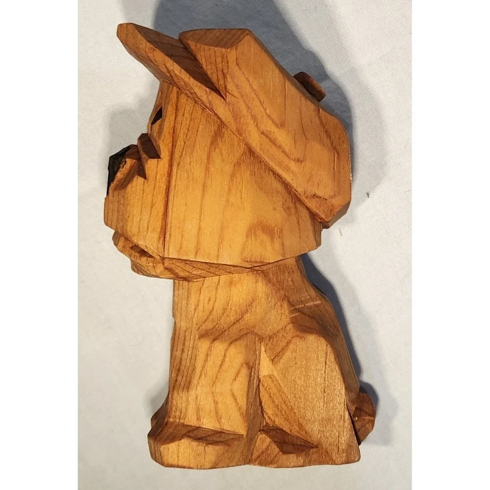 Rare-Jean Marc Morin Hand Carved Wood Dog Sculpture